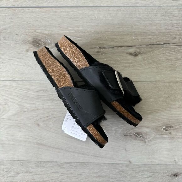 Birkenstock Madrid‎ Big Buckle Shearling Black 36 US 5 NWT IN BOX - Picture 12 of 15